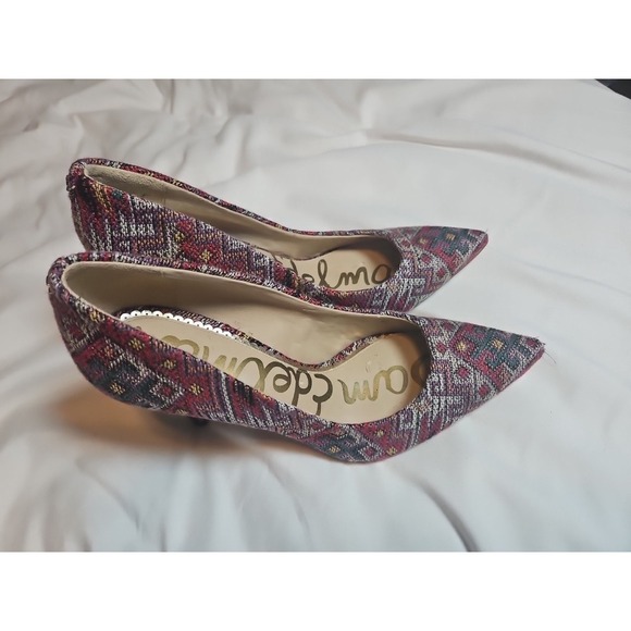 Sam Edelman women's SZ 6.5 high heel stiletto fabric printed Perfect For FALL - Picture 13 of 14